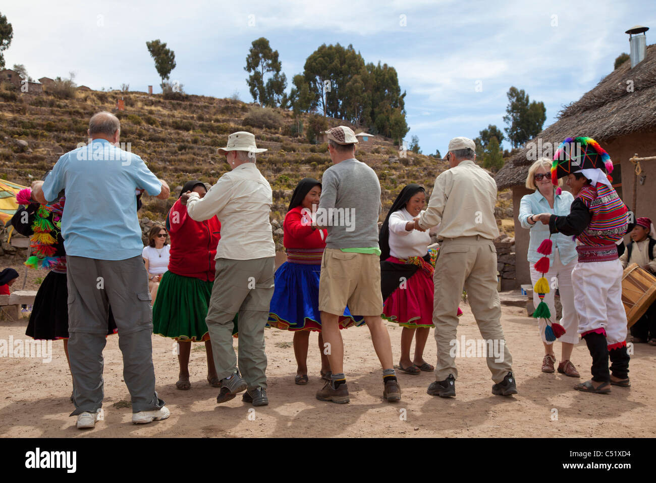 Vue de l'île de Taquile, Lac Titicaca, Pérou Banque D'Images