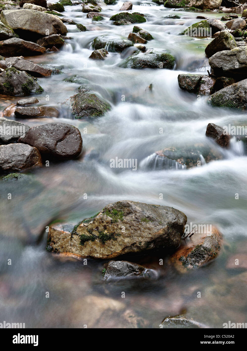 Creek, Vitesse d'obturation lente, l'eau soyeuse Banque D'Images