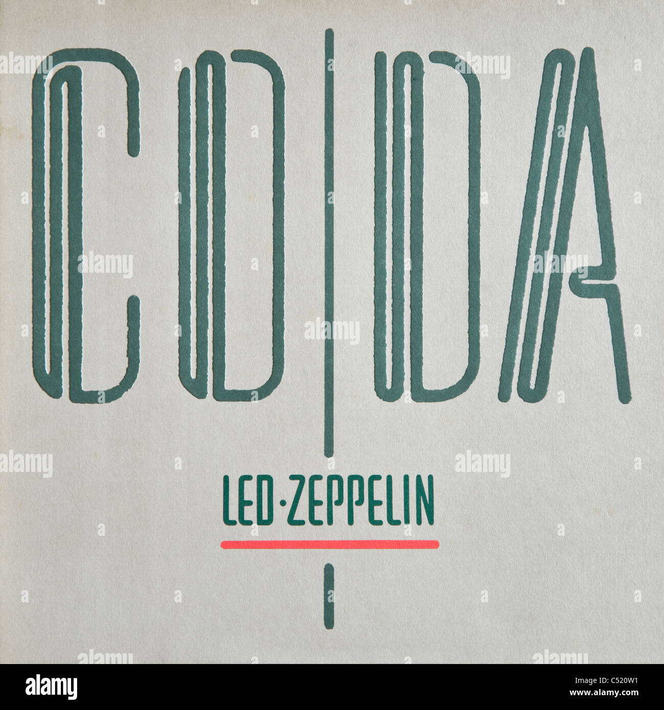 Couverture de l'album vinyle de Led Zeppelin Coda 1982 parution sur Swan Song Records Banque D'Images