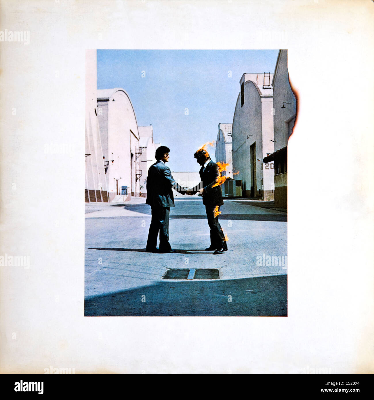 Couverture de l'album vinyle Wish You Were Here des Pink Floyd sur la récolte 1975 parution EMI Records Banque D'Images