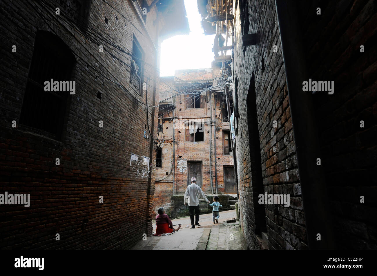 Une scène de Bhaktapur, Népal. Banque D'Images