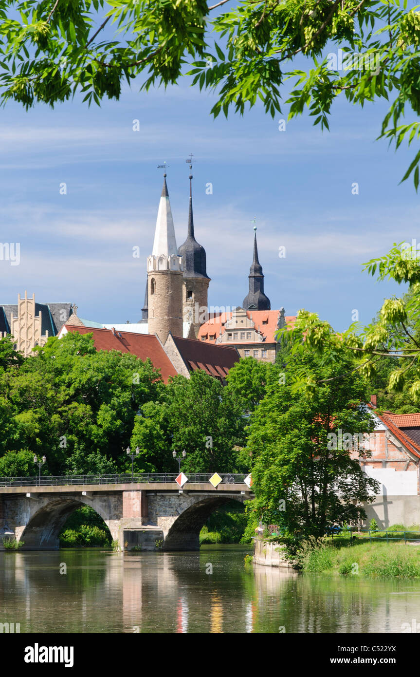 Quartier de la cathédrale au-dessus de la rivière Saale avec Cathédrale et château, Merseburg, Saxe-Anhalt, Allemagne, Europe Banque D'Images