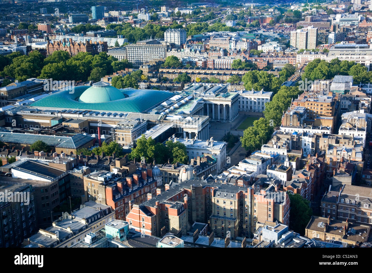 Vue aérienne de British Museum et toit les édifices Banque D'Images