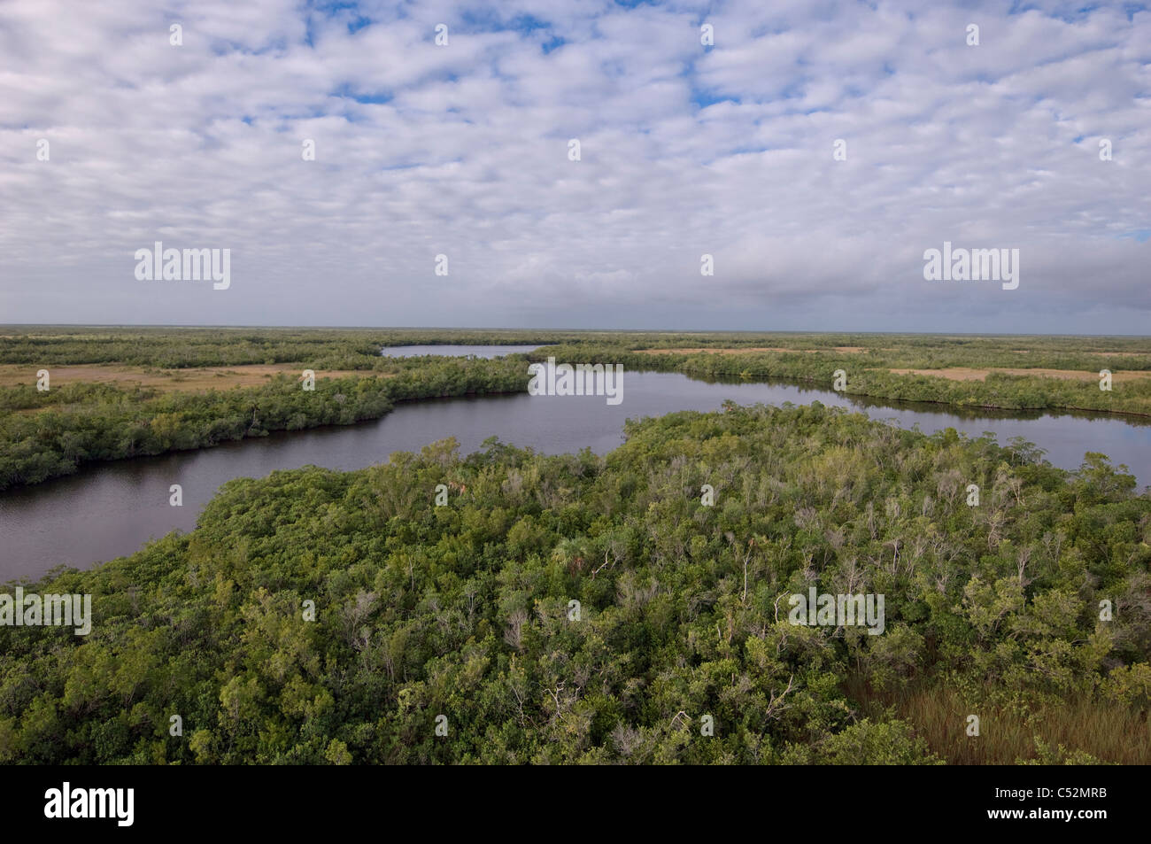 Le Parc National des Everglades de Floride FL paysage panoramique aérienne Banque D'Images
