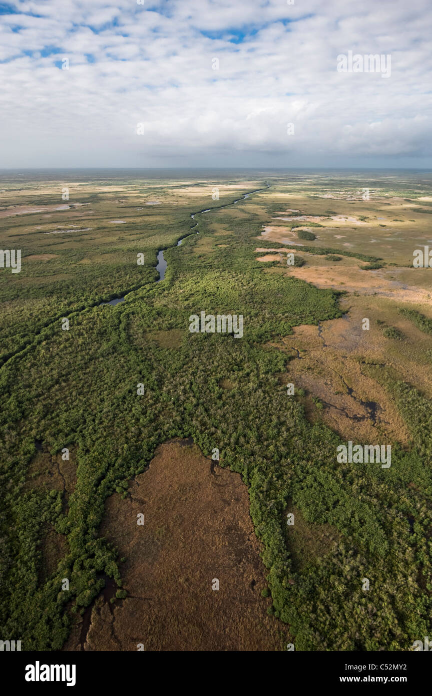 Le Parc National des Everglades de Floride FL paysage panoramique aérienne Banque D'Images