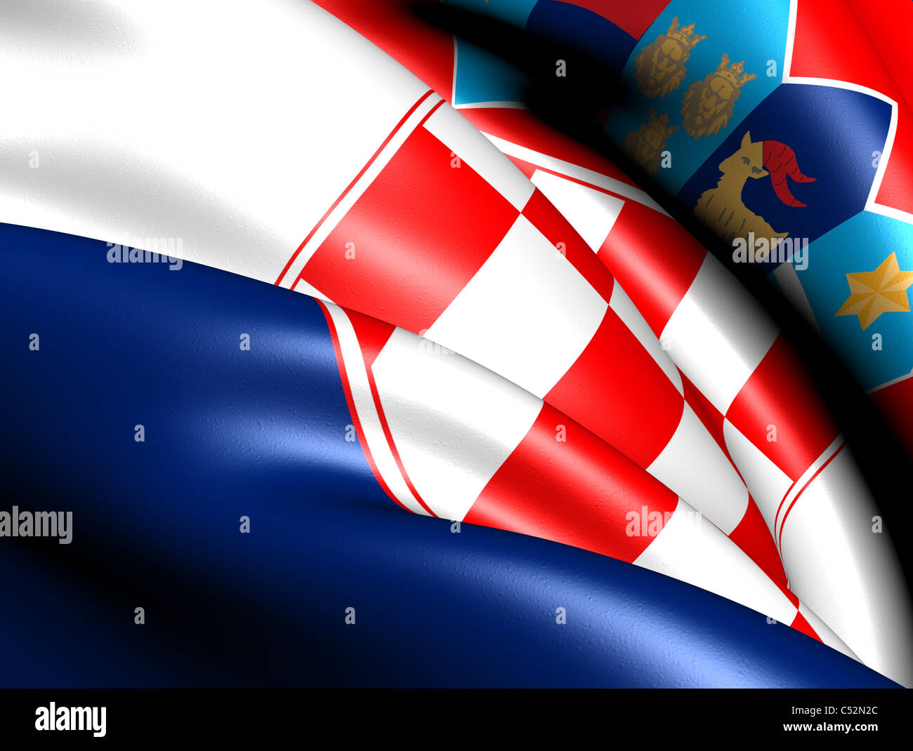 Drapeau Vintage Croatie Yougoslavie SFRJ - 30 X 25 Cm - Bannière Ancienne - Occasion En Bon État