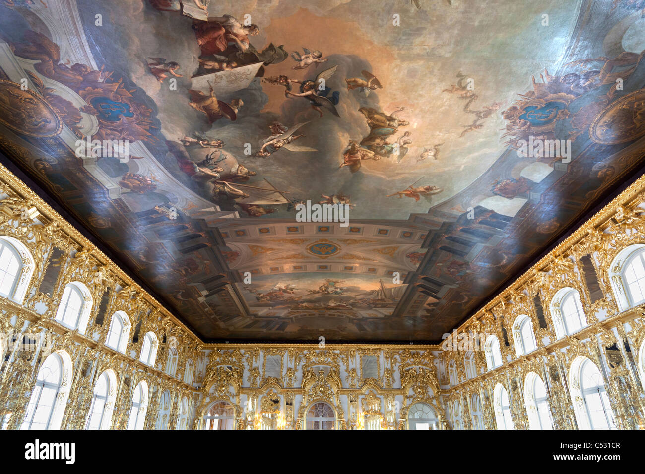 Le Palais de Catherine, St Pétersbourg, Russie - Grand Ballroom Banque D'Images