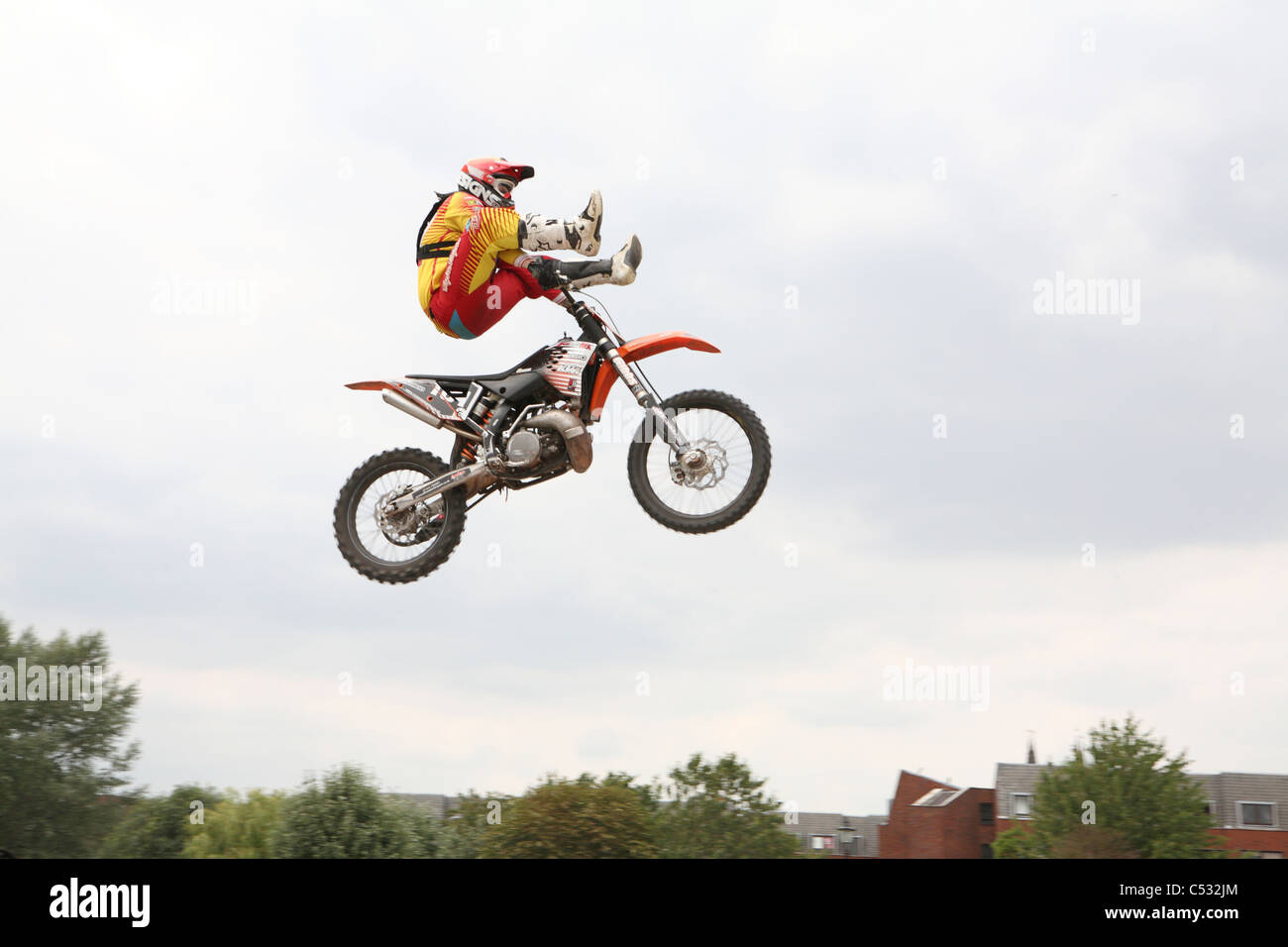Moto X freestyle rider Banque D'Images