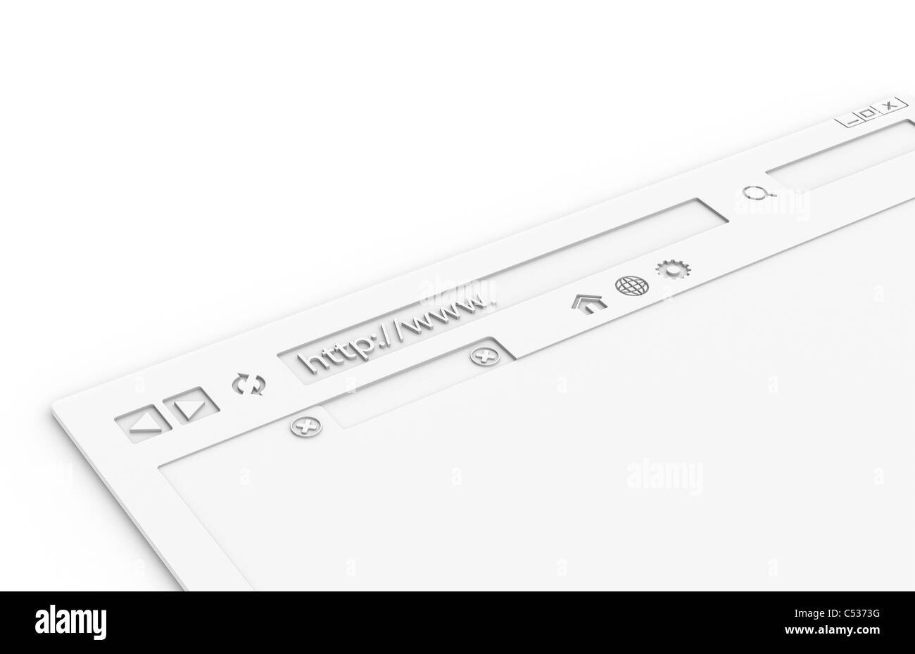 Vue en perspective d'une fenêtre de navigateur blanc Banque D'Images
