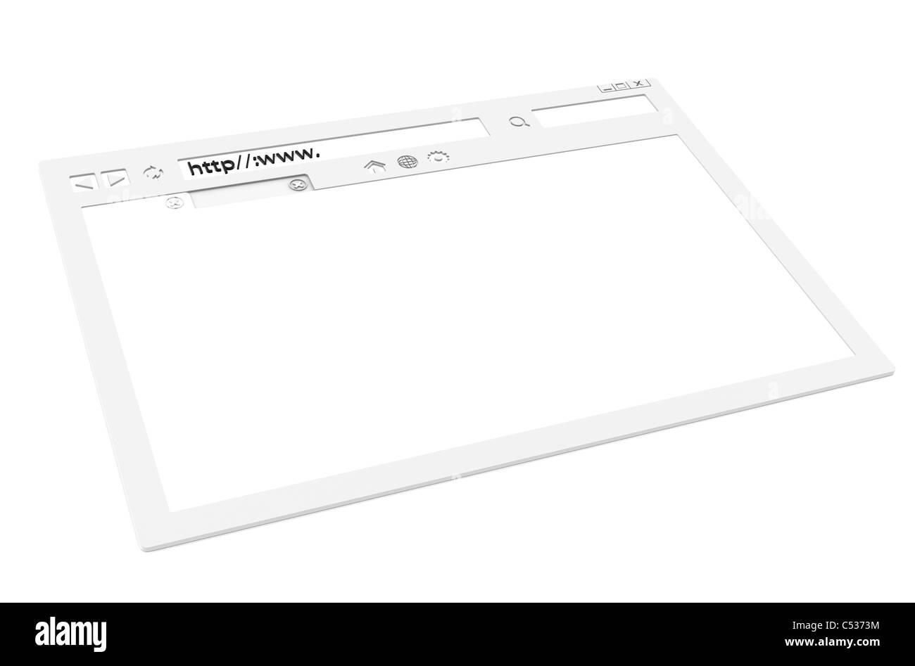 Vue en perspective d'une fenêtre de navigateur blanc Banque D'Images