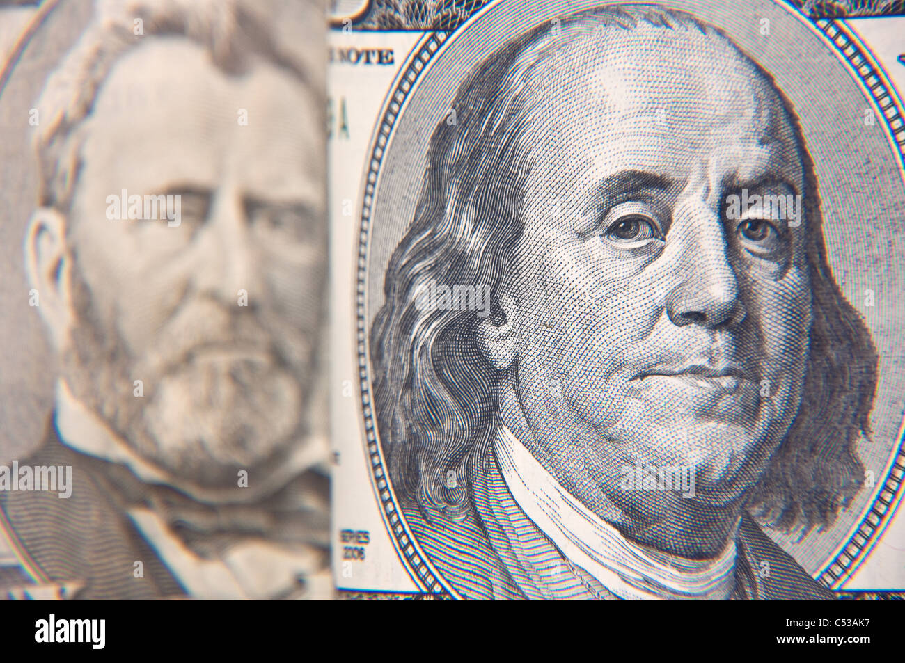 Close up image of a hundred dollar bill. Banque D'Images