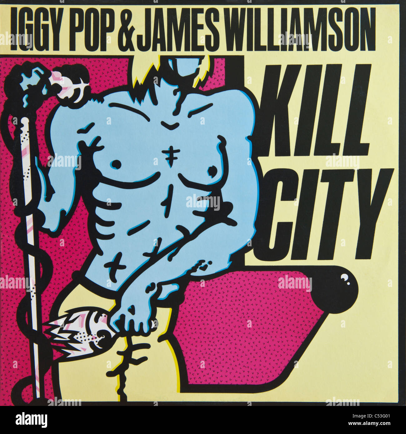 Couverture de l'album vinyle original Kill City par Iggy Pop & James Williamson publié sur 1977 dossiers Bomp Banque D'Images