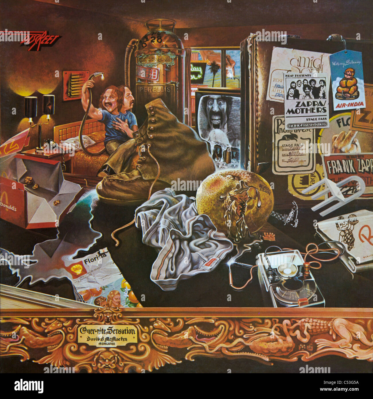 Couverture de l'album vinyle original Over-nite Sensation par Frank Zappa et les Mothers of Invention 1973 parution sur les enregistrements discrets Banque D'Images