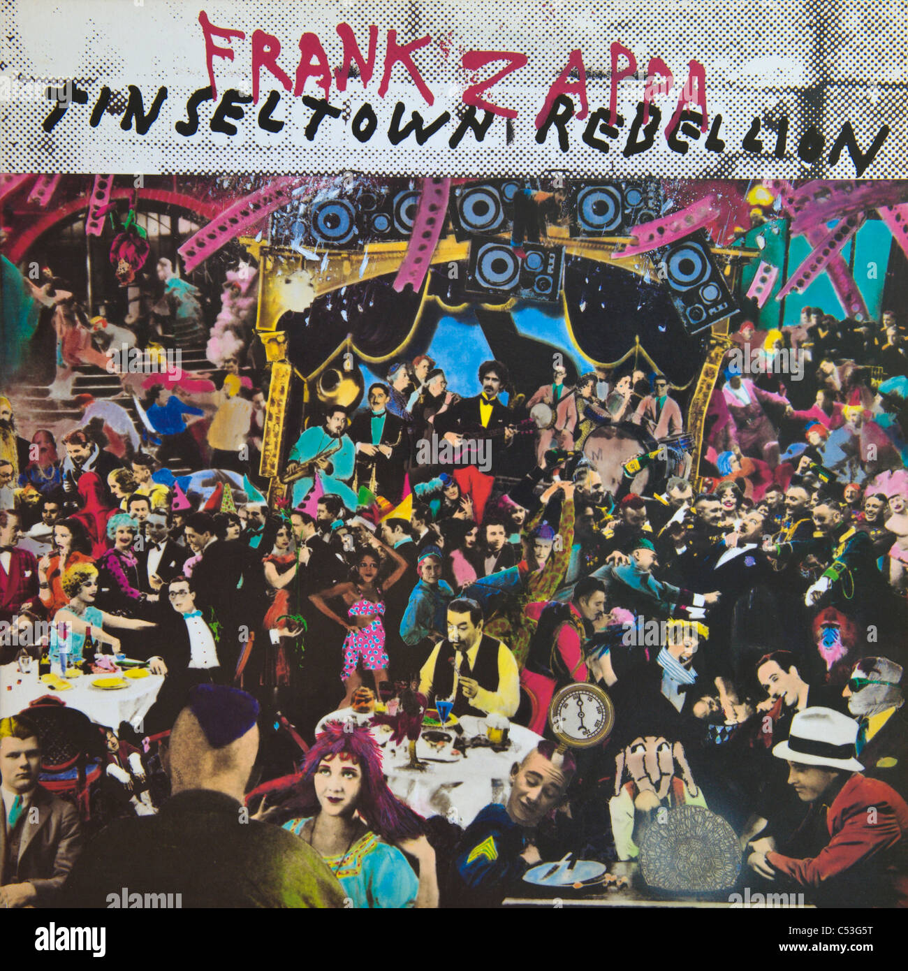 Couverture de l'album vinyle original Tinseltown Rebellion de Frank Zappa sorti 1981 sur CBS Records Banque D'Images