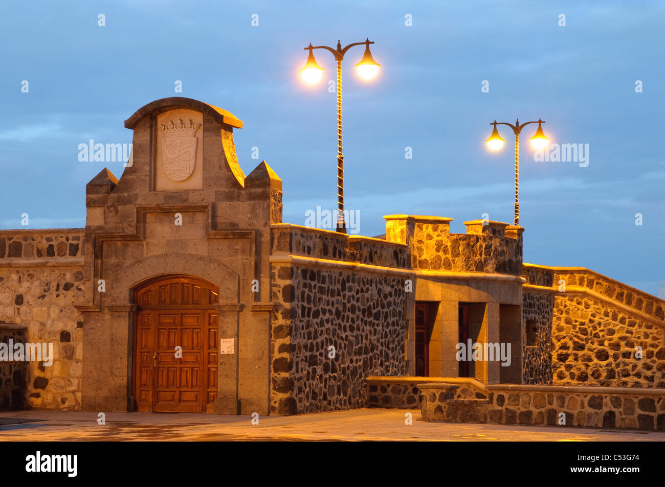 Mur fortifié de la Plaza Europa, Puerto de la Cruz, Tenerife, Canaries, Espagne, Europe Banque D'Images