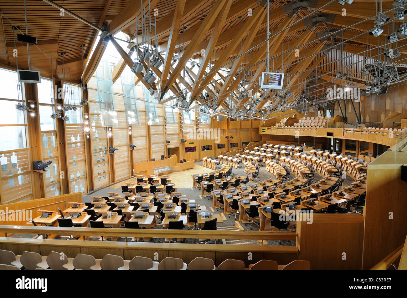 La Chambre de débat du Parlement écossais à Holyrood Édimbourg, Écosse Banque D'Images