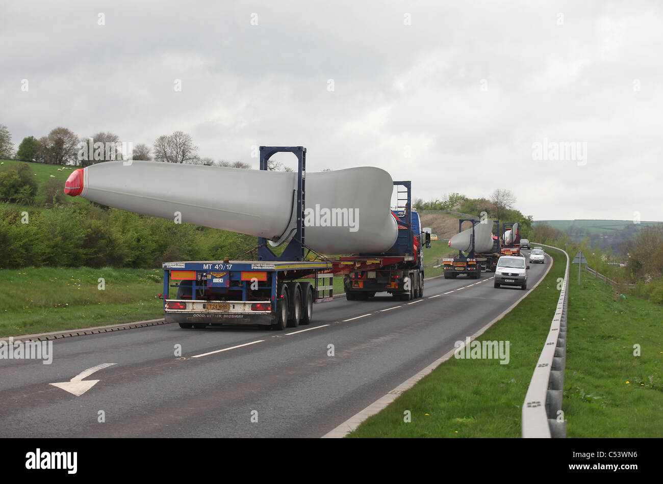 Wind Turbine Blade transportées par route Banque D'Images