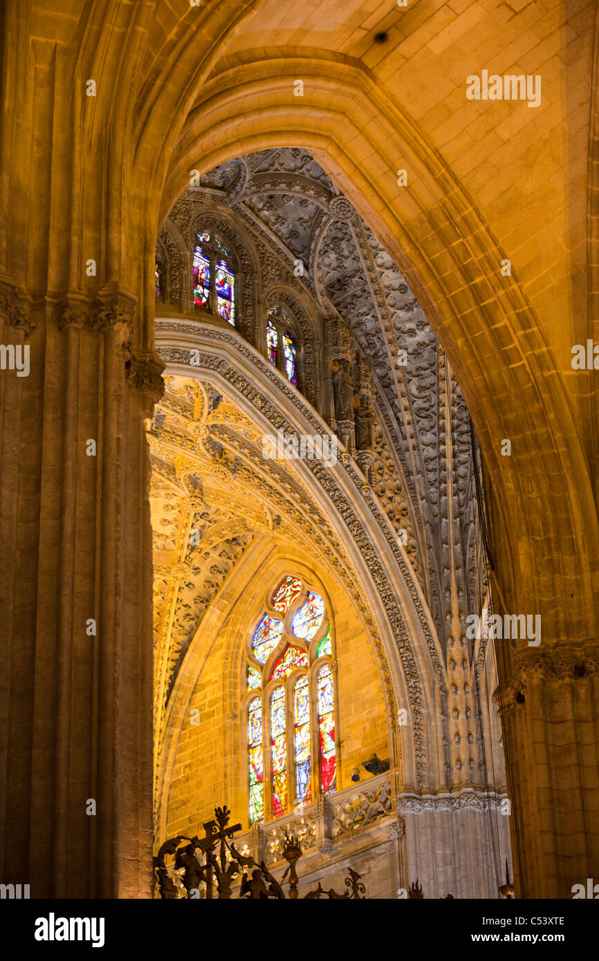 L'intérieur de la Cathédrale de Séville, la plus grande cathédrale en Espagne Banque D'Images