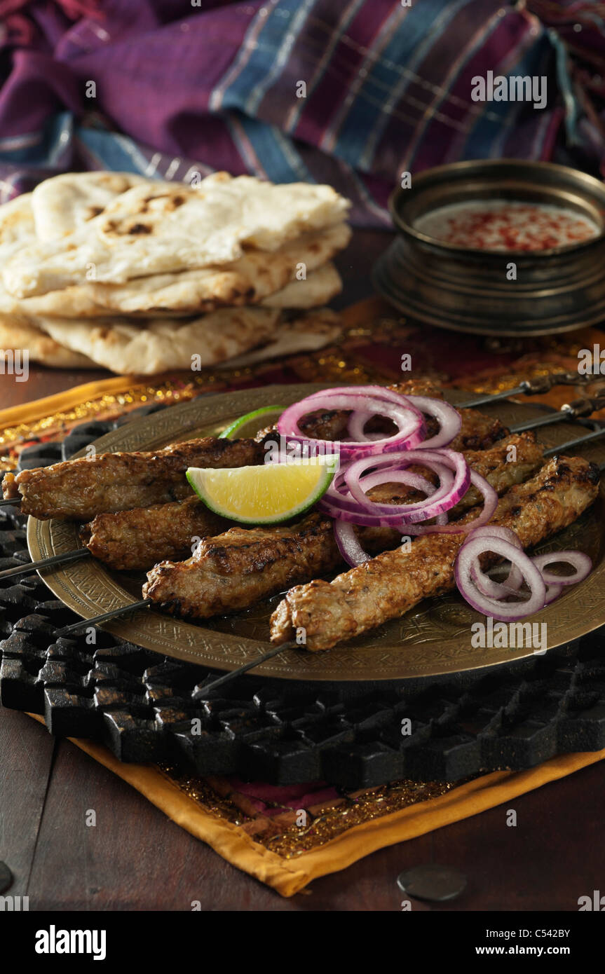 Seekh kebabs. Le nord de l'Inde Pakistan Food Banque D'Images