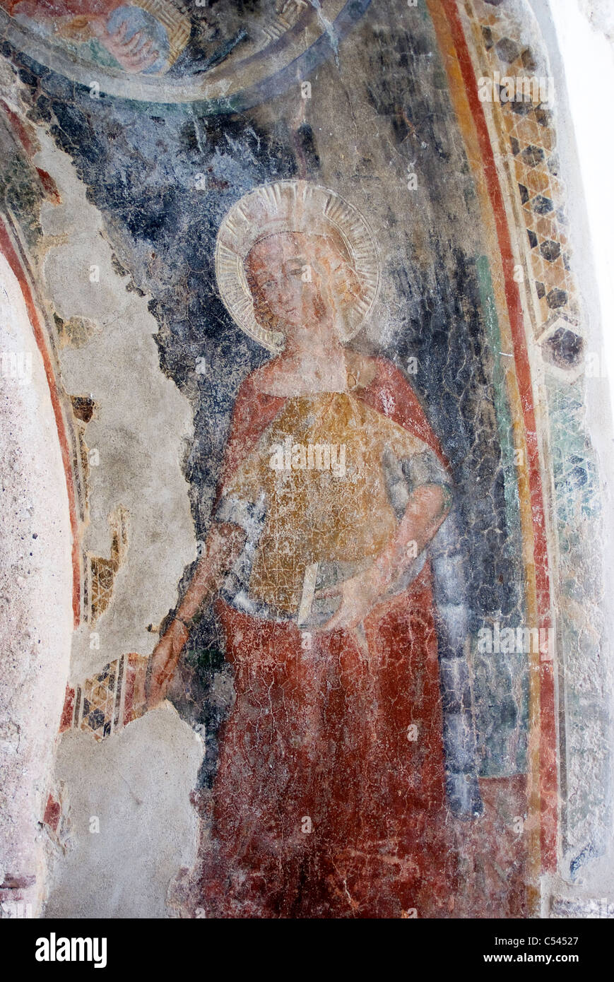 Détail fresque médiévale, intérieur de la cathédrale de St Andrew (Andrea) ou le Duomo, Milan, Lombardie, Italie Banque D'Images