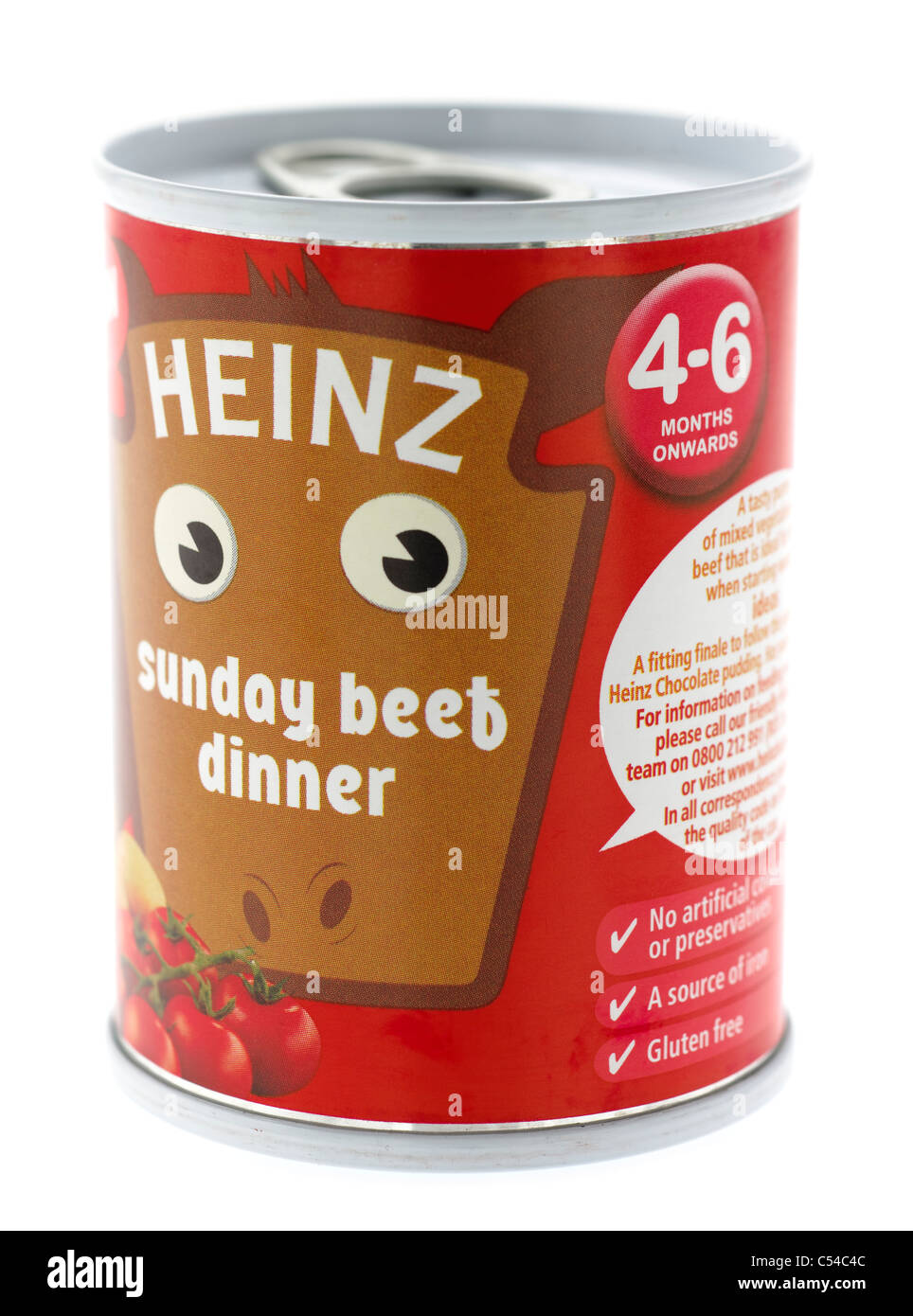 Anneau peut d'aliments pour bébés Heinz dimanche dîner boeuf à partir de l'âge de 4 à 6 mois Banque D'Images