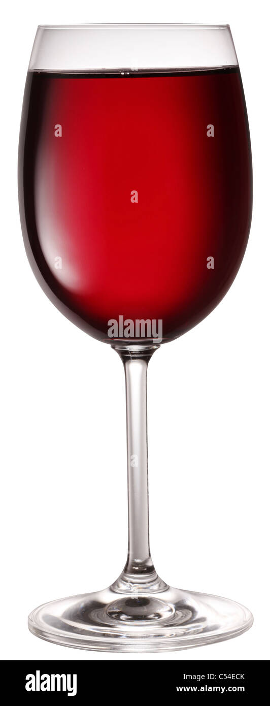 Verre de vin rouge isolé sur fond blanc. Banque D'Images