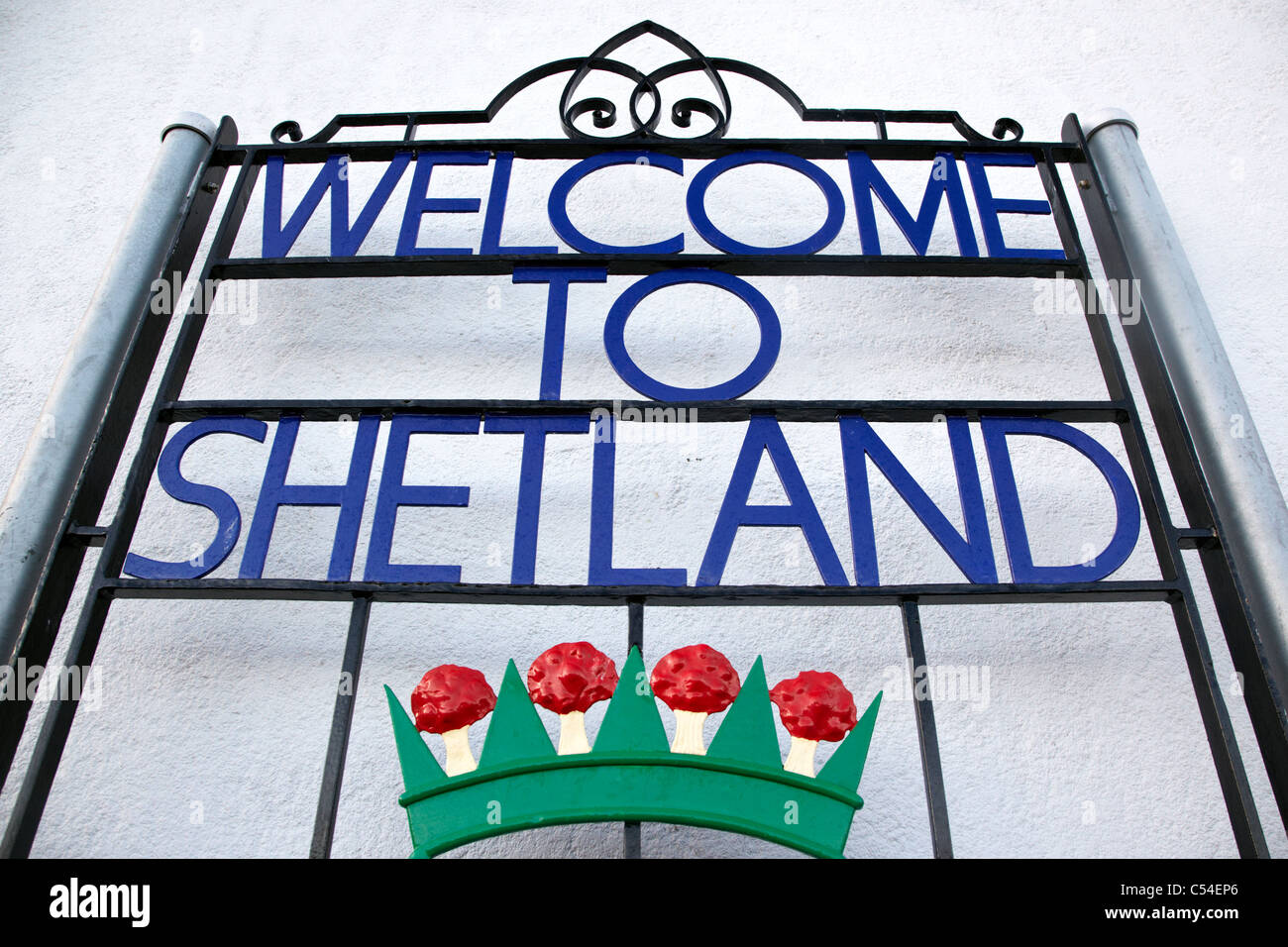 Bienvenue à Shetland Shetland Lerwick signe UK Banque D'Images