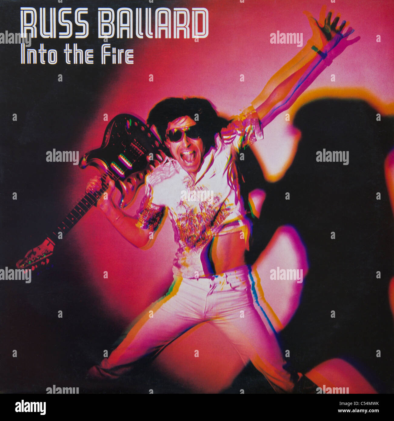 Couverture de l'album vinyle original dans le feu par Russ Ballard 1981 parution sur Epic Records Banque D'Images