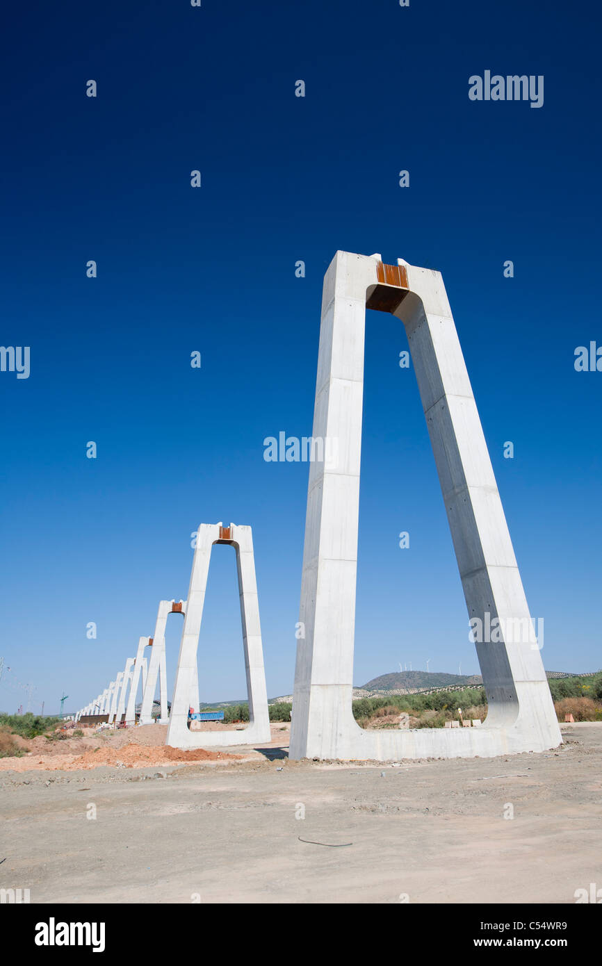 Une liaison ferroviaire à grande vitesse site de construction en Andalousie, Espagne Banque D'Images