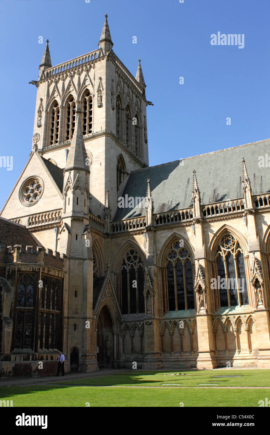 Premier cour et Chapelle de St John's College de Cambridge Banque D'Images