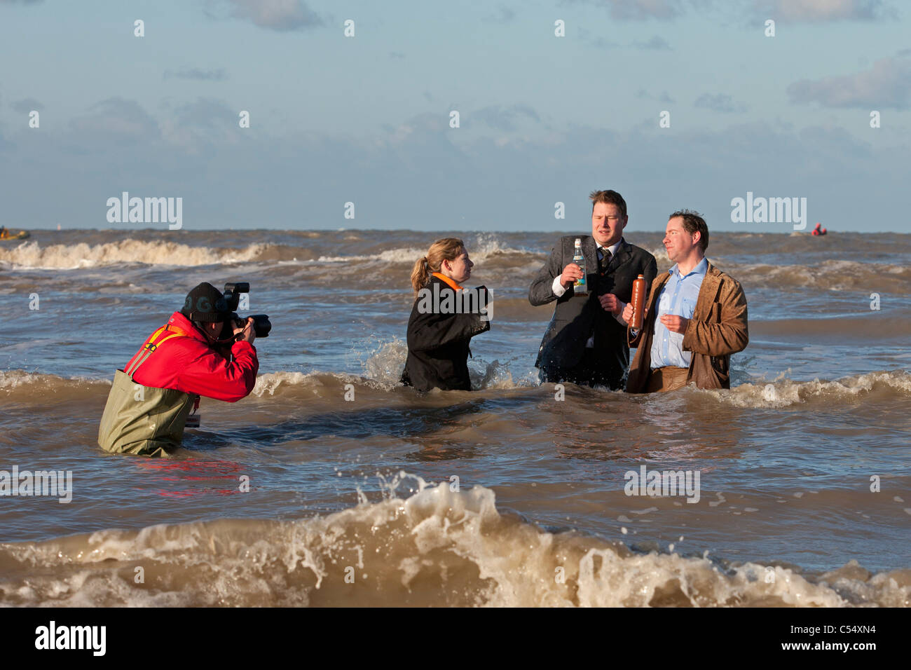 Les Pays-Bas, Scheveningen près de La Haye, de nouvelles années plongée ou plonger. Photographe Frans Lemmens. Banque D'Images