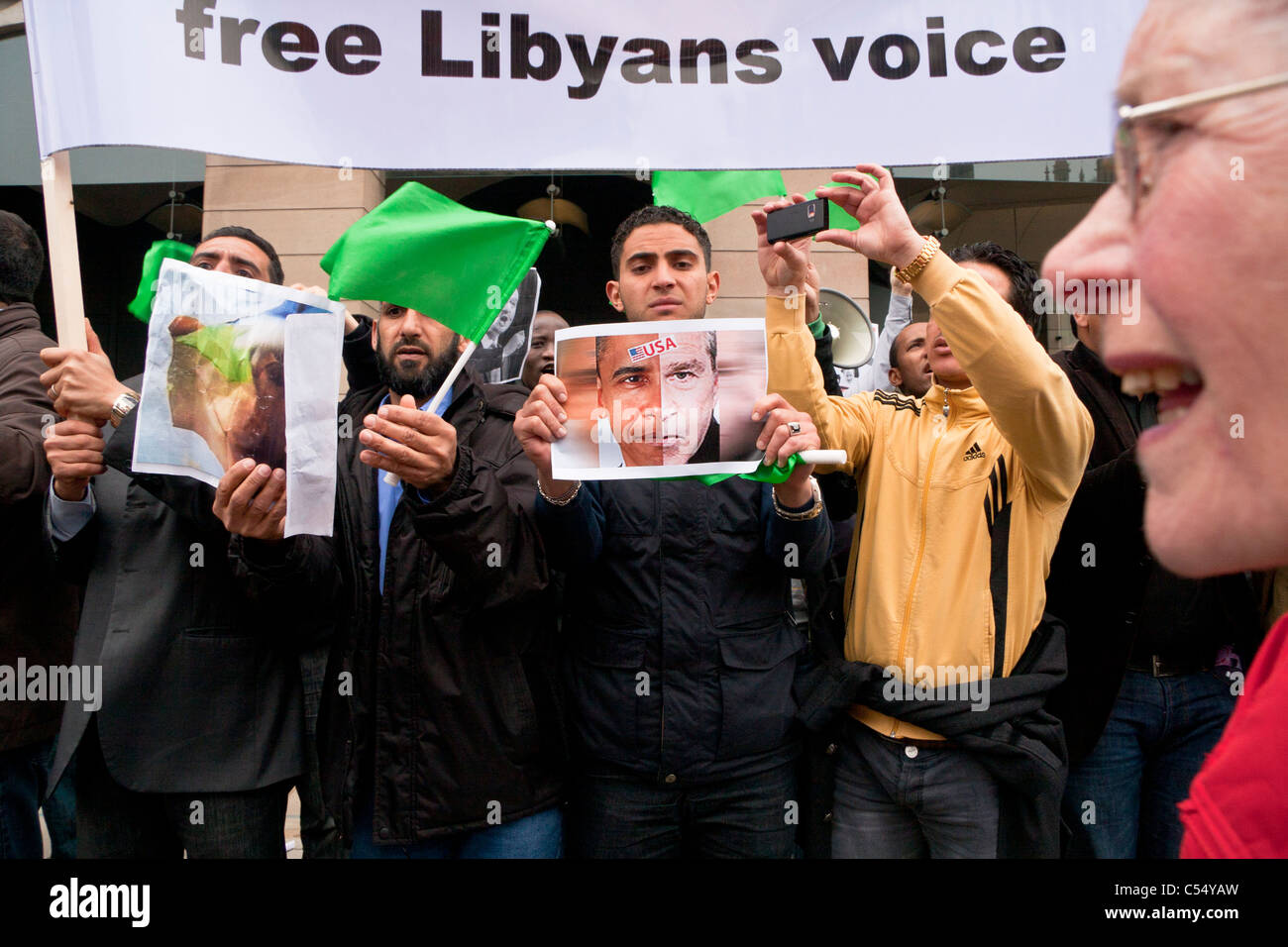 Pour les manifestants Libia Banque D'Images