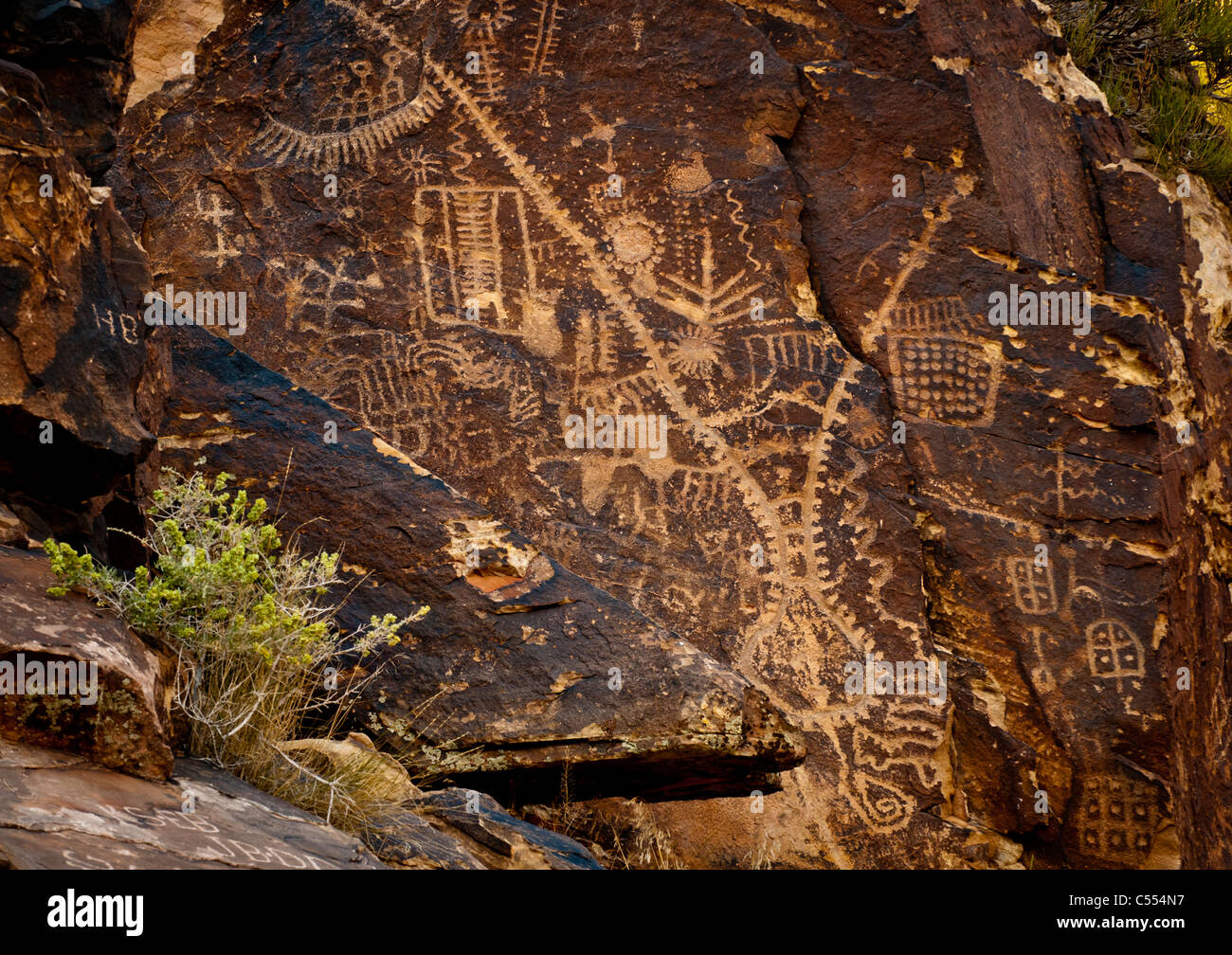 Parowan Gap pétroglyphes inscrit sur le Registre National des Endroits Historiques à proximité de Cedar City, Utah Banque D'Images