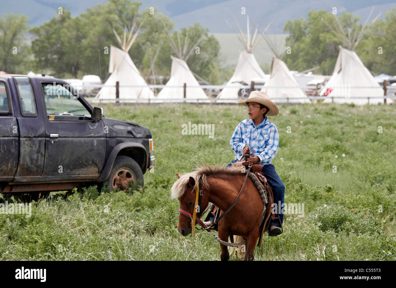 Fort Washakie, Wyoming. 52e jours de l'Est Indien Shoshone. Banque D'Images