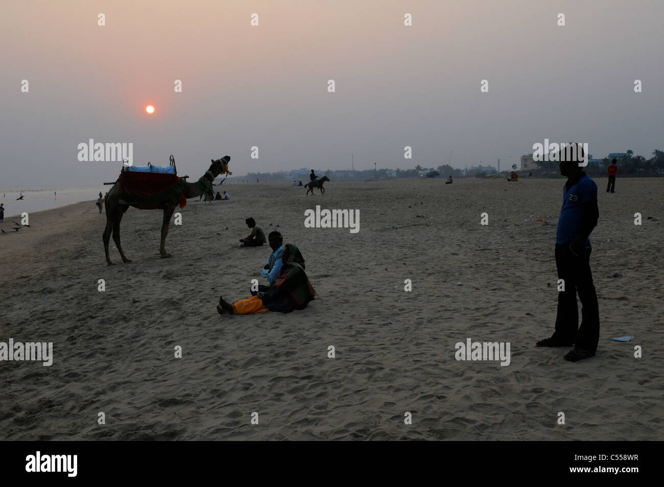 Plage de Puri dans l'Etat indien de l'Orissa. Banque D'Images