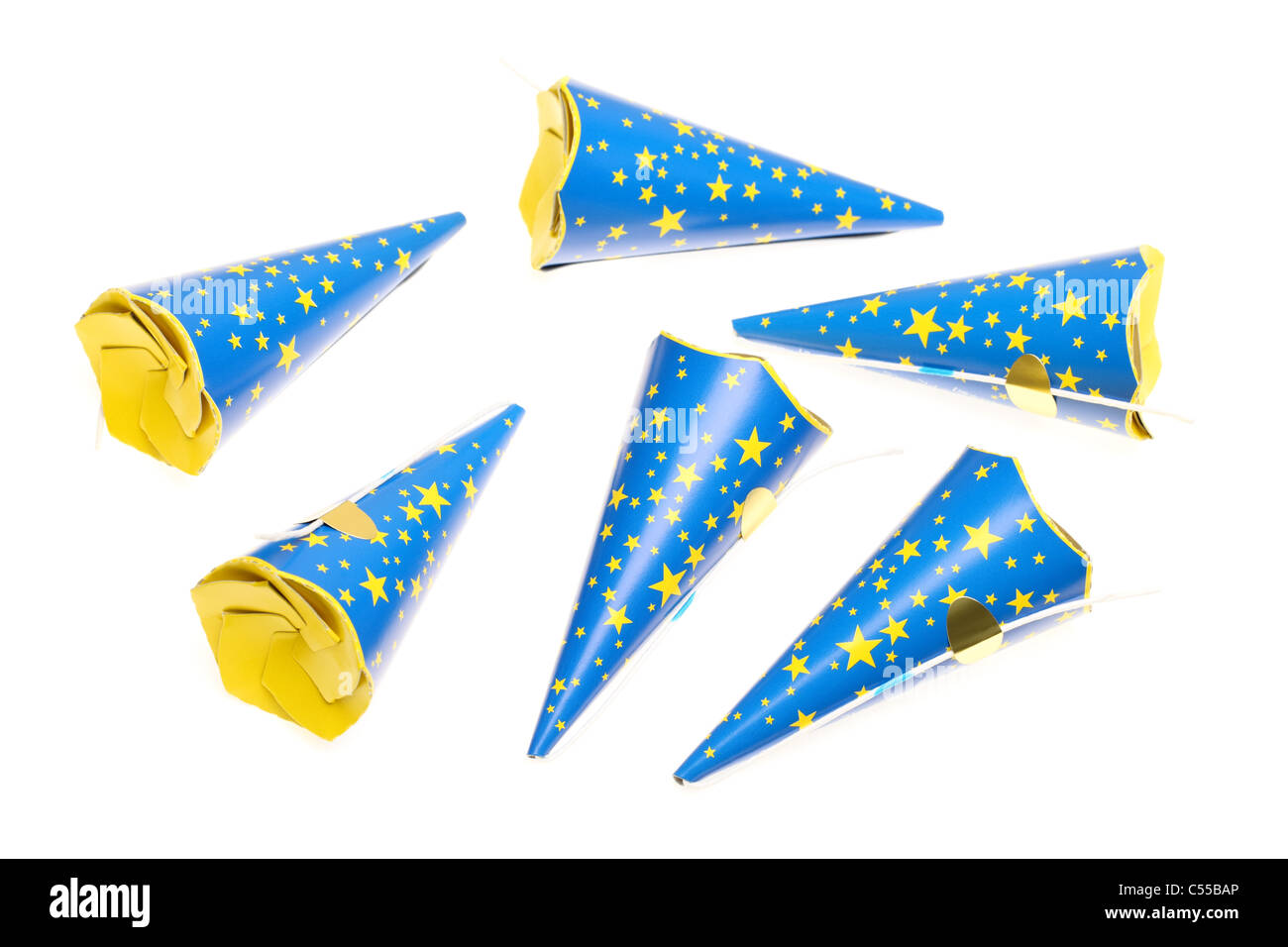 Poppers parti isolé sur fond blanc Banque D'Images