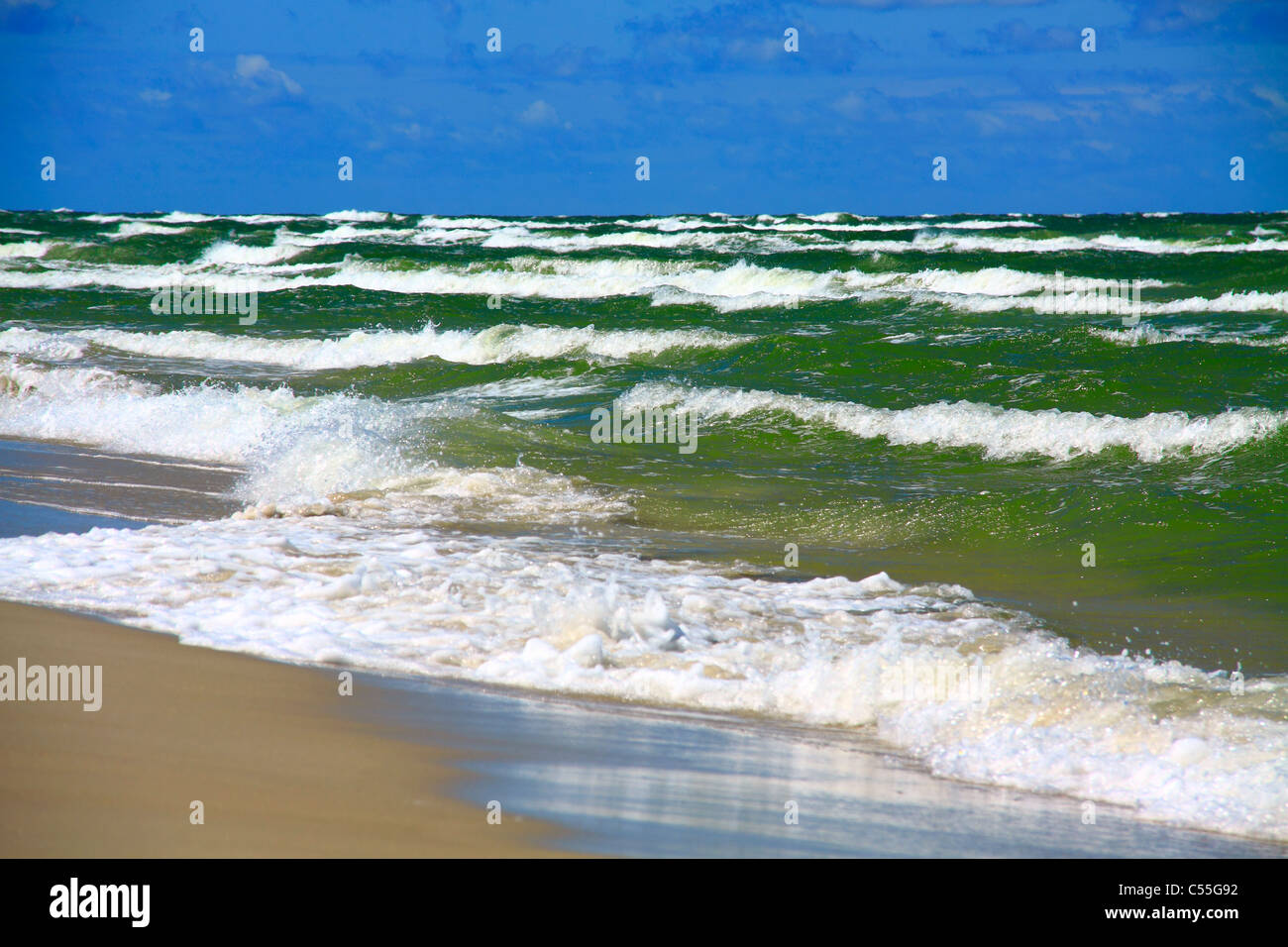 Plage de la mer Baltique à Bialogora, Pologne Banque D'Images