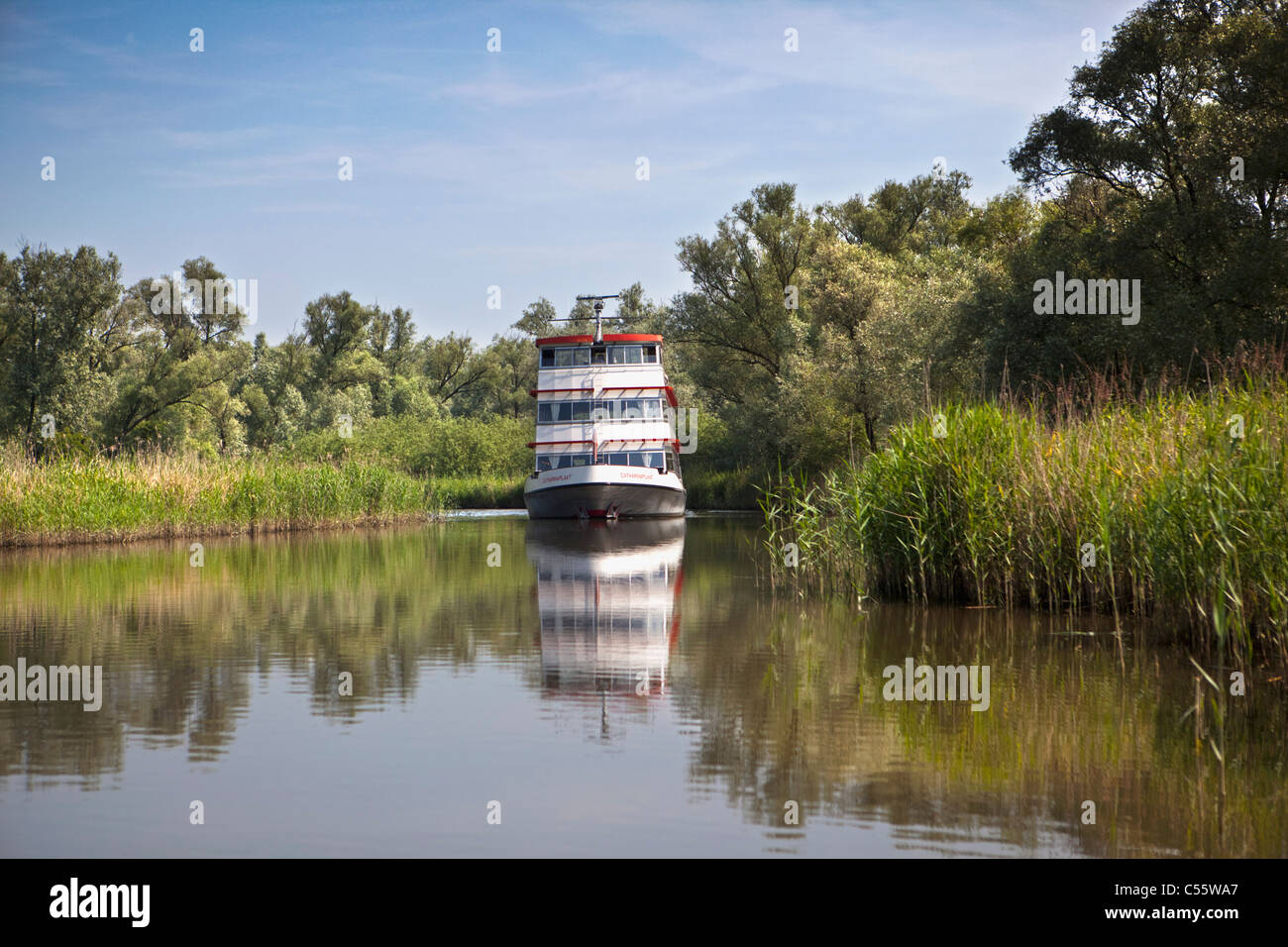 Les Pays-Bas, Amsterdam, le parc national De Biesbosch. Bateau aller-retour. Banque D'Images