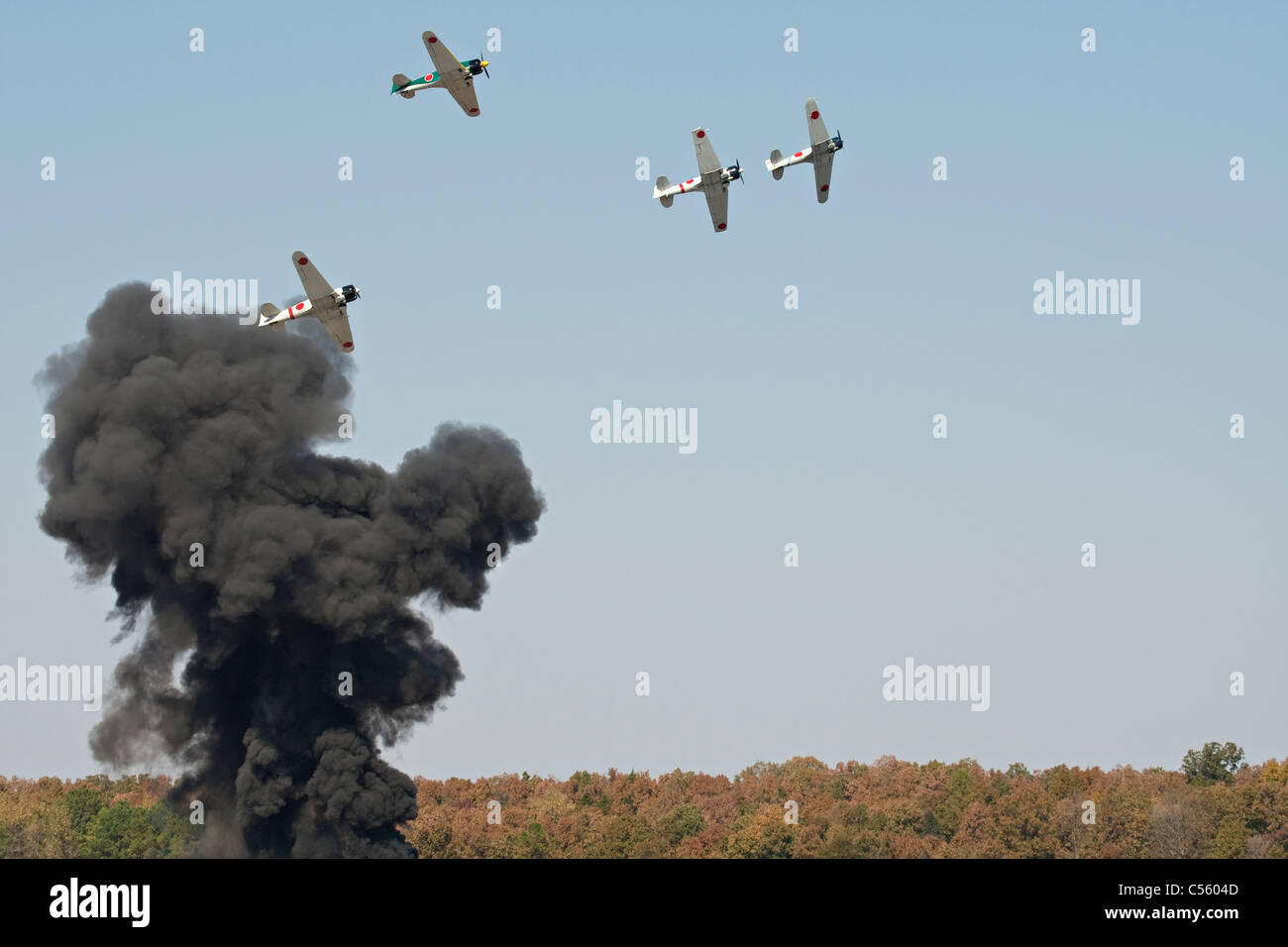 Mitsubishi A6M Zero démontrant à un meeting aérien, Arkansas, États-Unis Banque D'Images