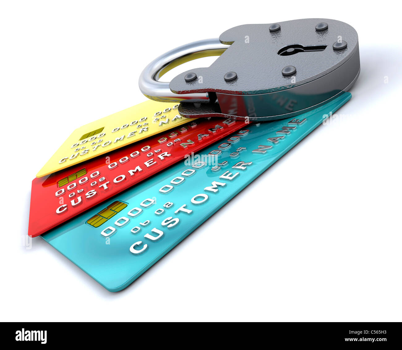 Cadenas sur cartes de crédit générique Banque D'Images