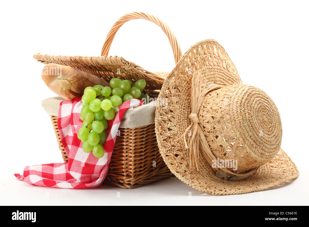 Panier pique nique paille 4 pers - couverts - assiettes - verres