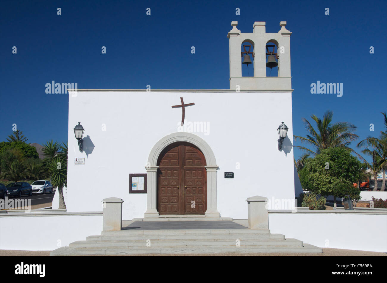 Église de Nuestra Señora del Carmen, Playa Blanca, Lanzarote, îles Canaries, Espagne. Banque D'Images
