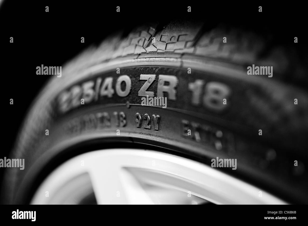 Close up noir et blanc tire Banque D'Images