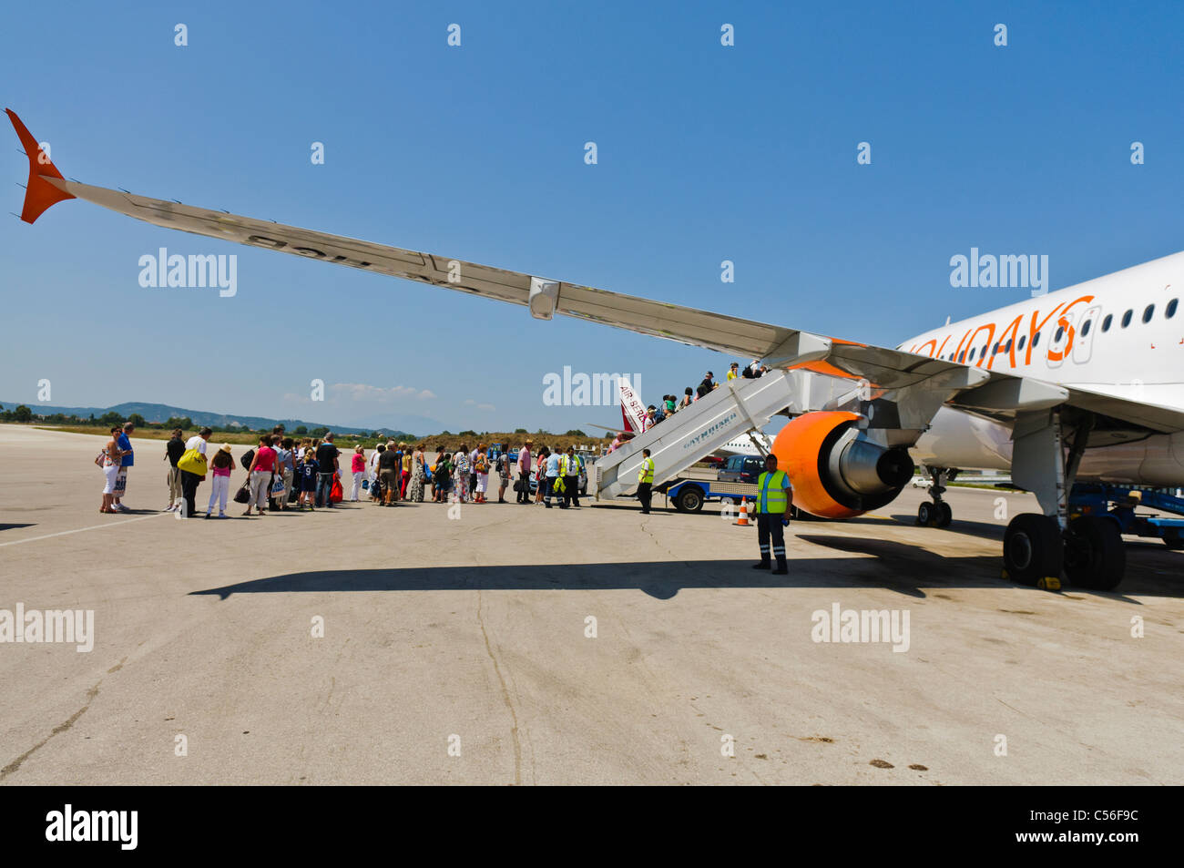 Les gens à bord d'un Airbus A319 de Czech Airlines Banque D'Images