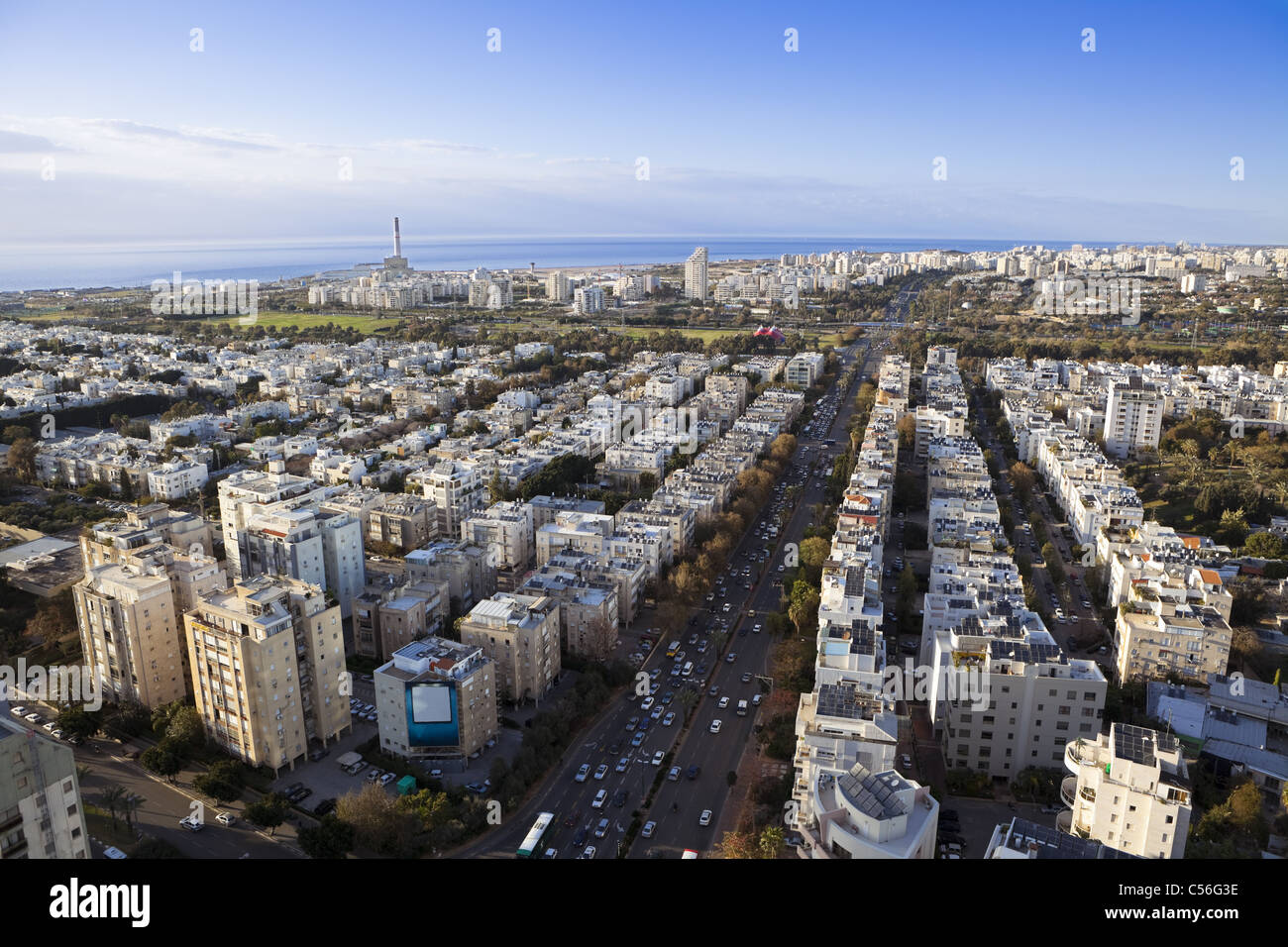 Tel Aviv / skyline vue aérienne de Tel Aviv Banque D'Images