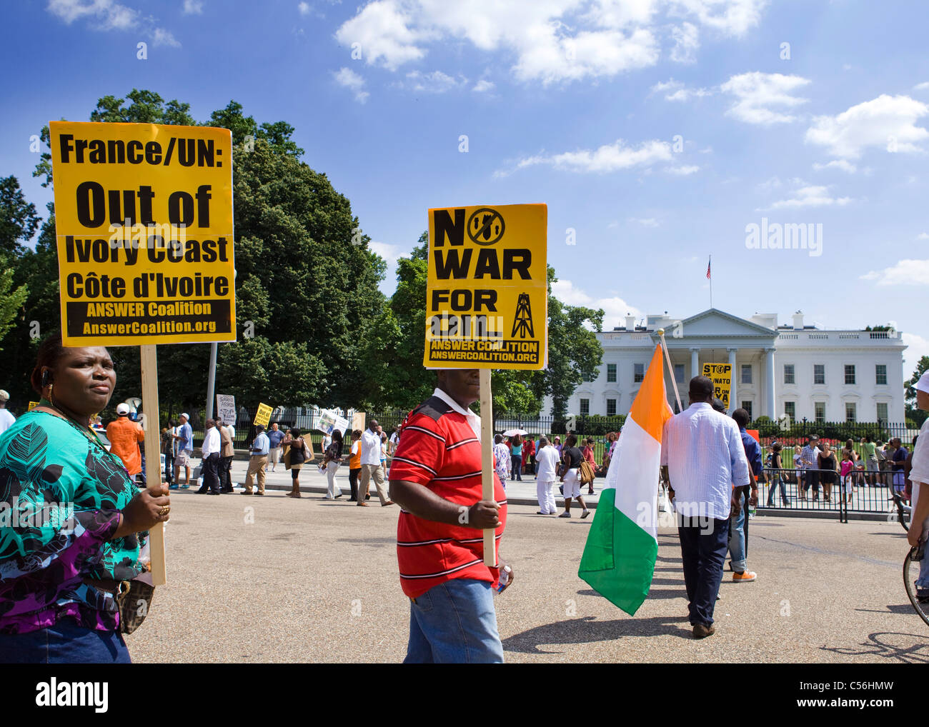 Côte d'Ivoire les ressortissants manifester devant la Maison Blanche Banque D'Images