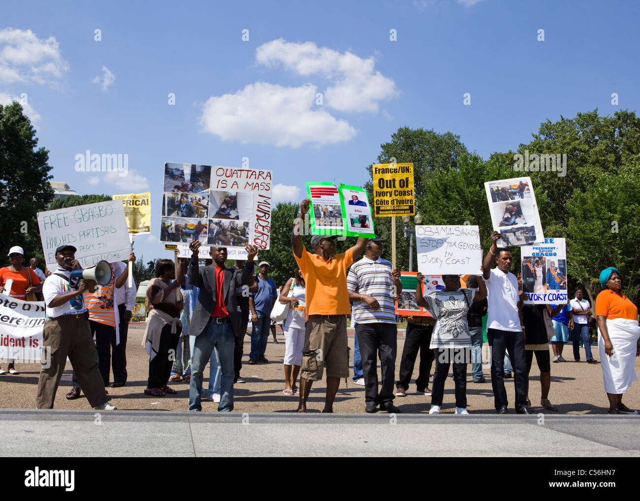 Côte d'Ivoire les ressortissants manifester devant la Maison Blanche Banque D'Images