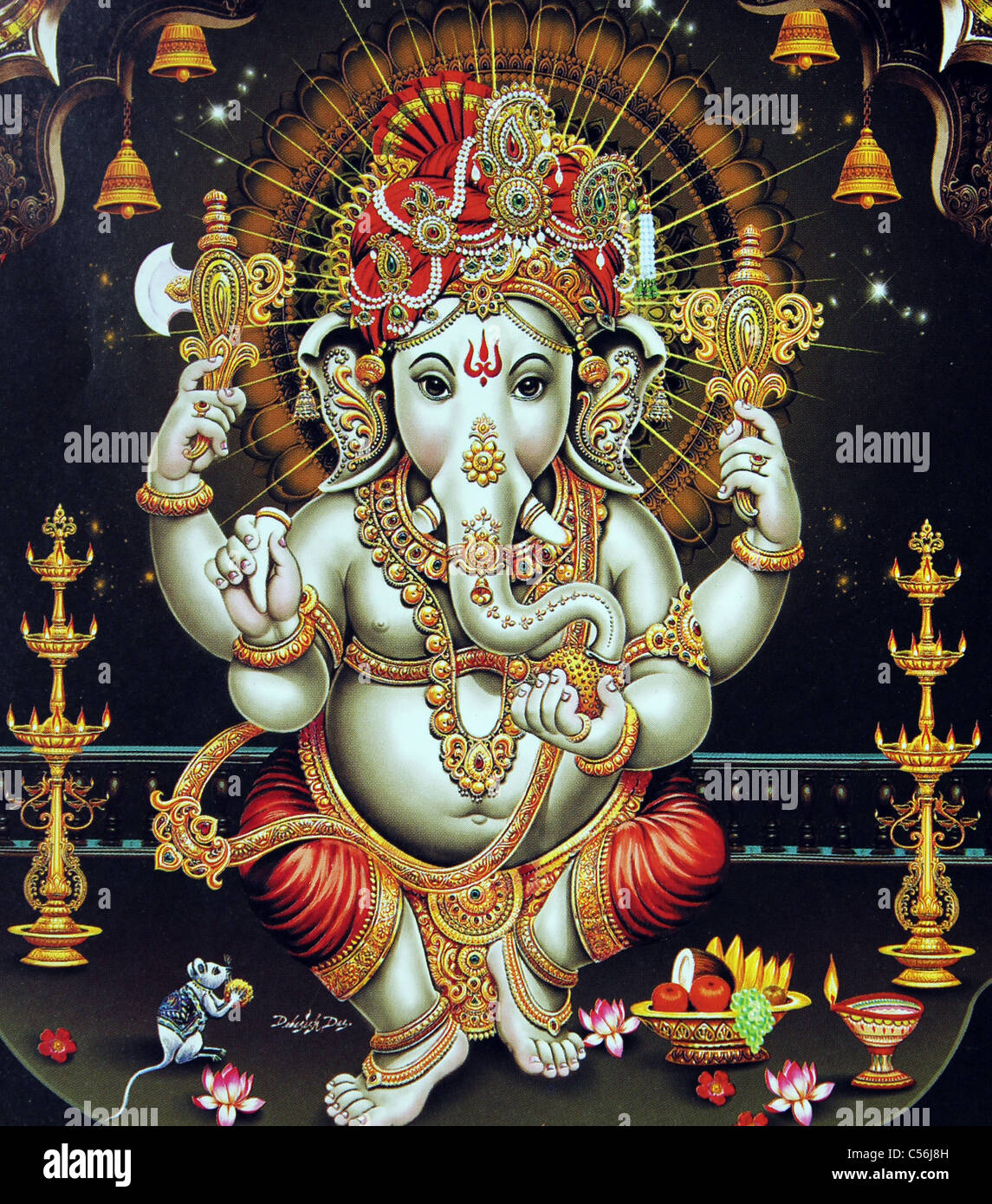 Peinture de dieu indien Ganesha ou Ganapathy Banque D'Images