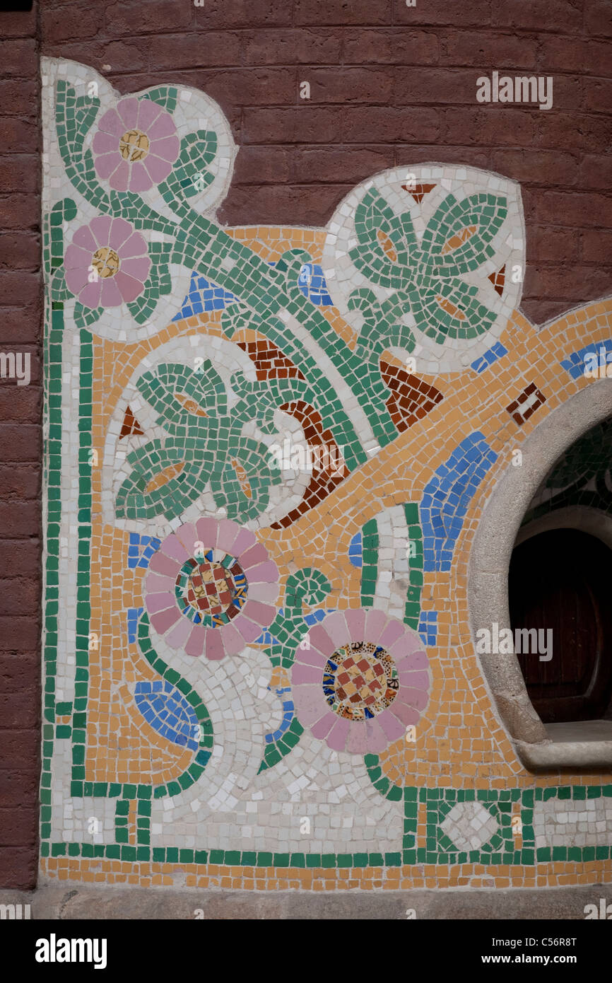 Détails sur le bureau de réservation de Palau de la Musica Catalana par Luis Domenech i Montaner à Barcelone, Catalogne, Espagne Banque D'Images