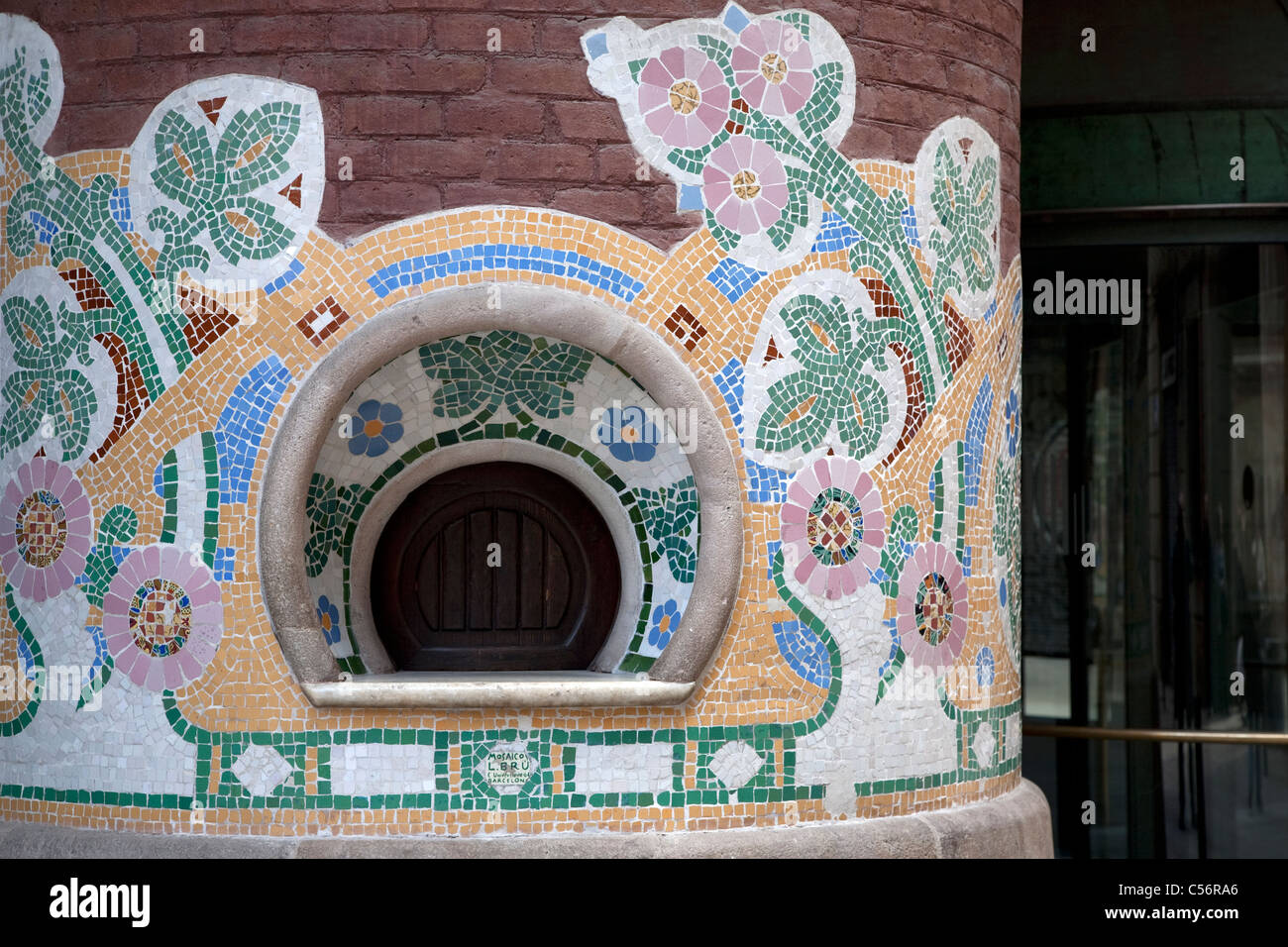 Détails sur le bureau de réservation du Palau de la Musica Catalana, Barcelone, Catalogne, Espagne Banque D'Images